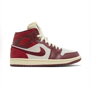 Jordan 1 Mid SE "Tiki Leaf Red and Cream High-Top Sneakers